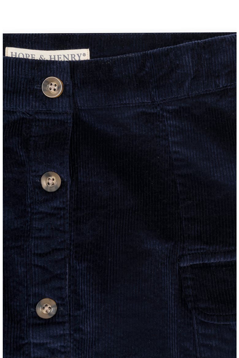 Kids' Organic Corduroy Button Front Skirt, Alternate, color, Navy