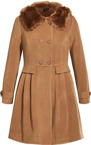 City Chic Grandiose Coat with Faux Fur Collar