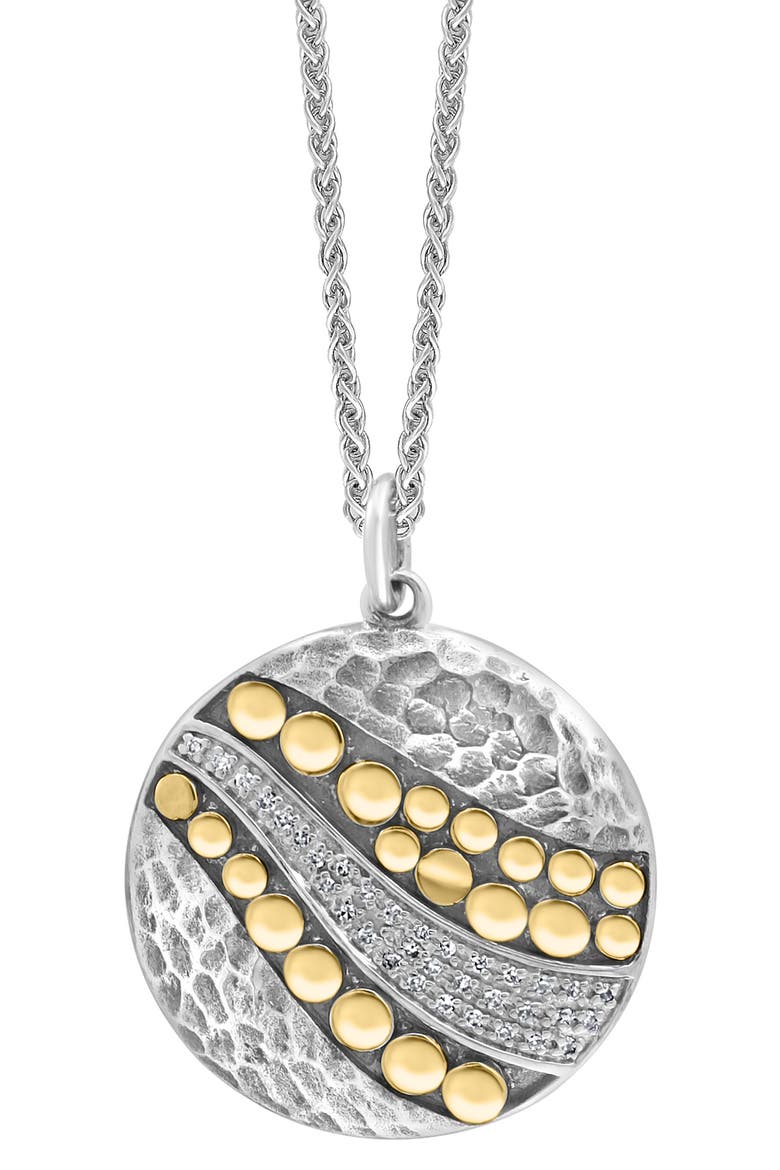 Two Tone Diamond Pavé Pendant Necklace - 0.10ctw, Main, color, SILVER
