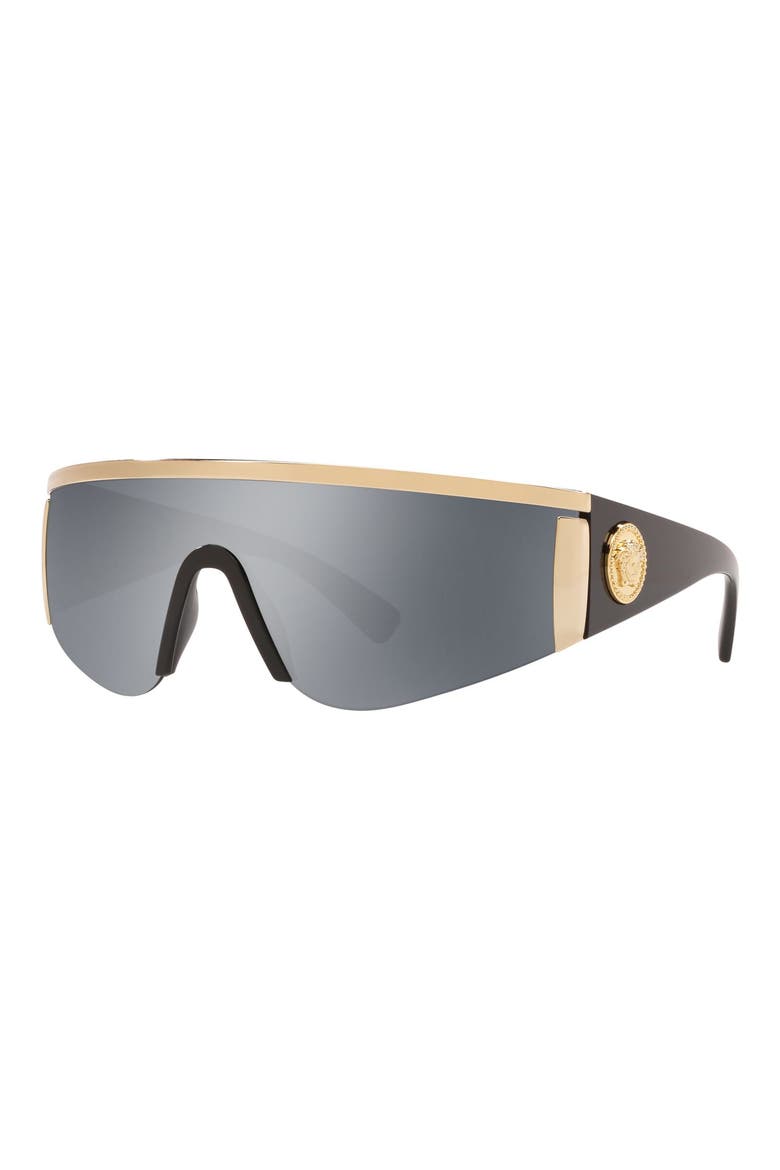 Tribute 147mm Shield Sunglasses, Alternate, color, PALE GOLD/ GREY MIRROR