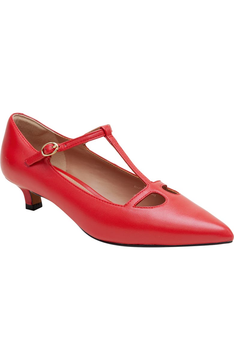 Linea Paolo Celia Pointed Toe T-Strap Pump, Main, color, True Red