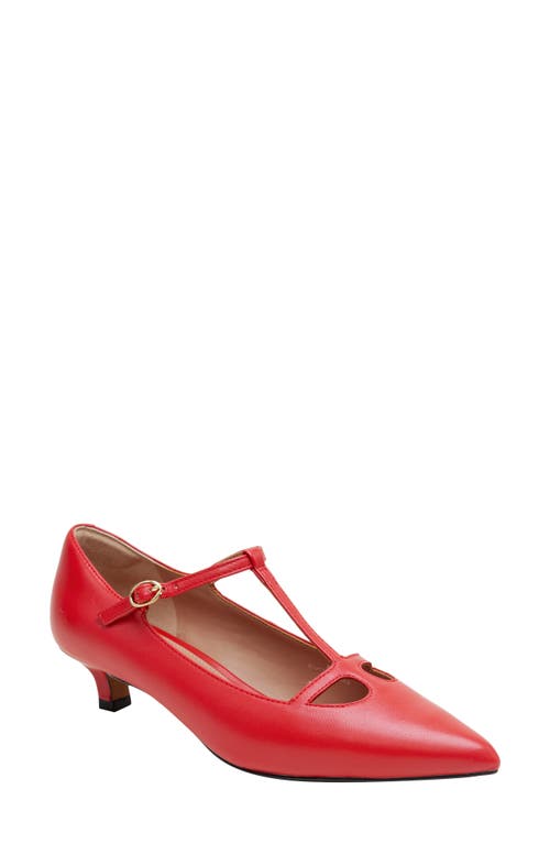 Linea Paolo Celia Pointed Toe T-strap Pump In Red