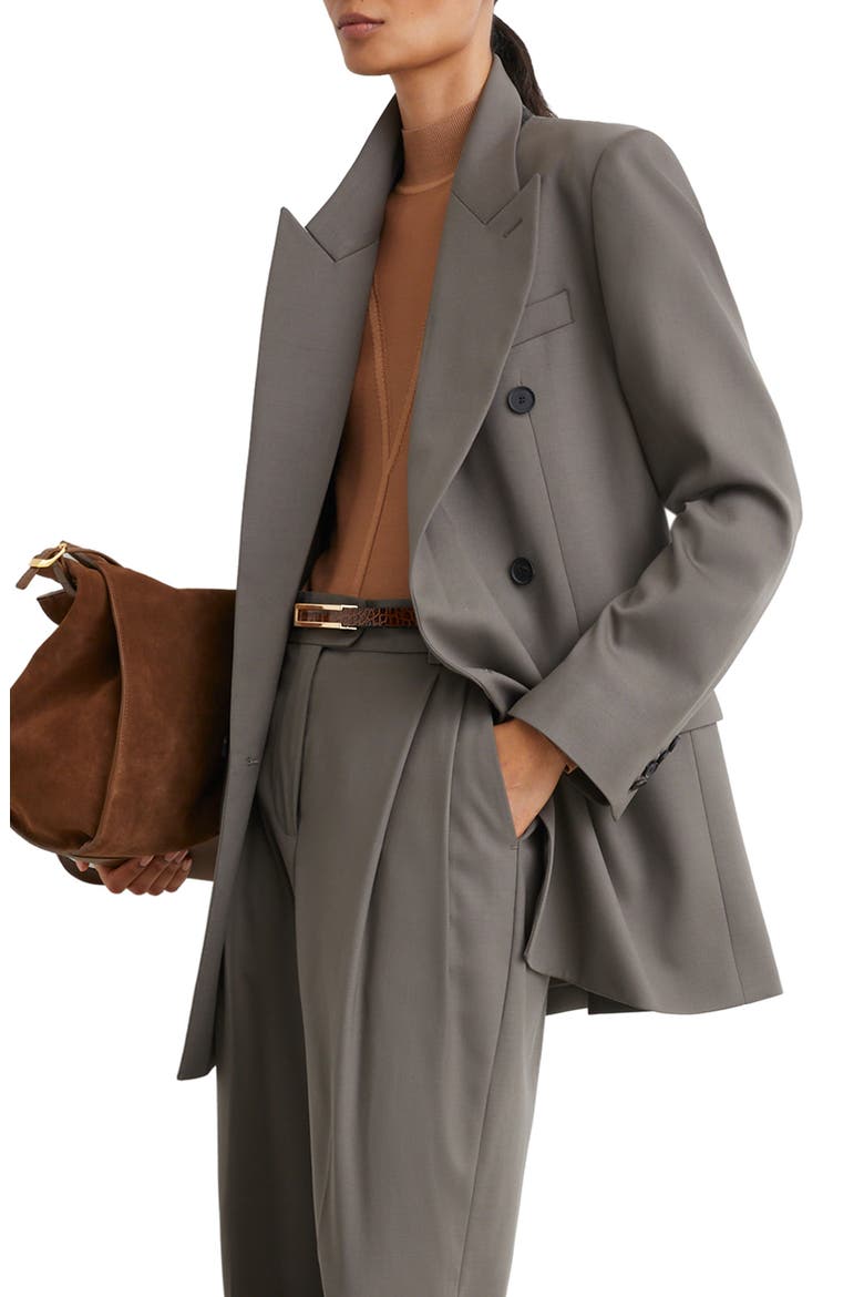 Leisel Wool Blend Double Breasted Oversized Blazer, Main, color, SAGE GREEN
