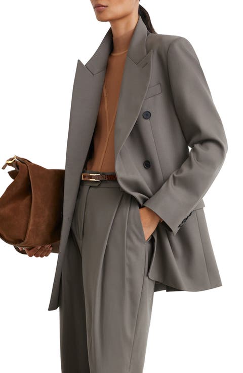 Leisel Wool Blend Double Breasted Oversized Blazer
