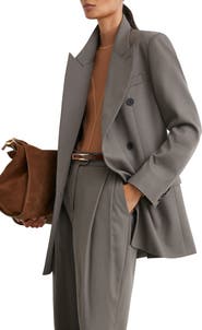 Reiss Leisel Wool Blend Double Breasted Oversized Blazer