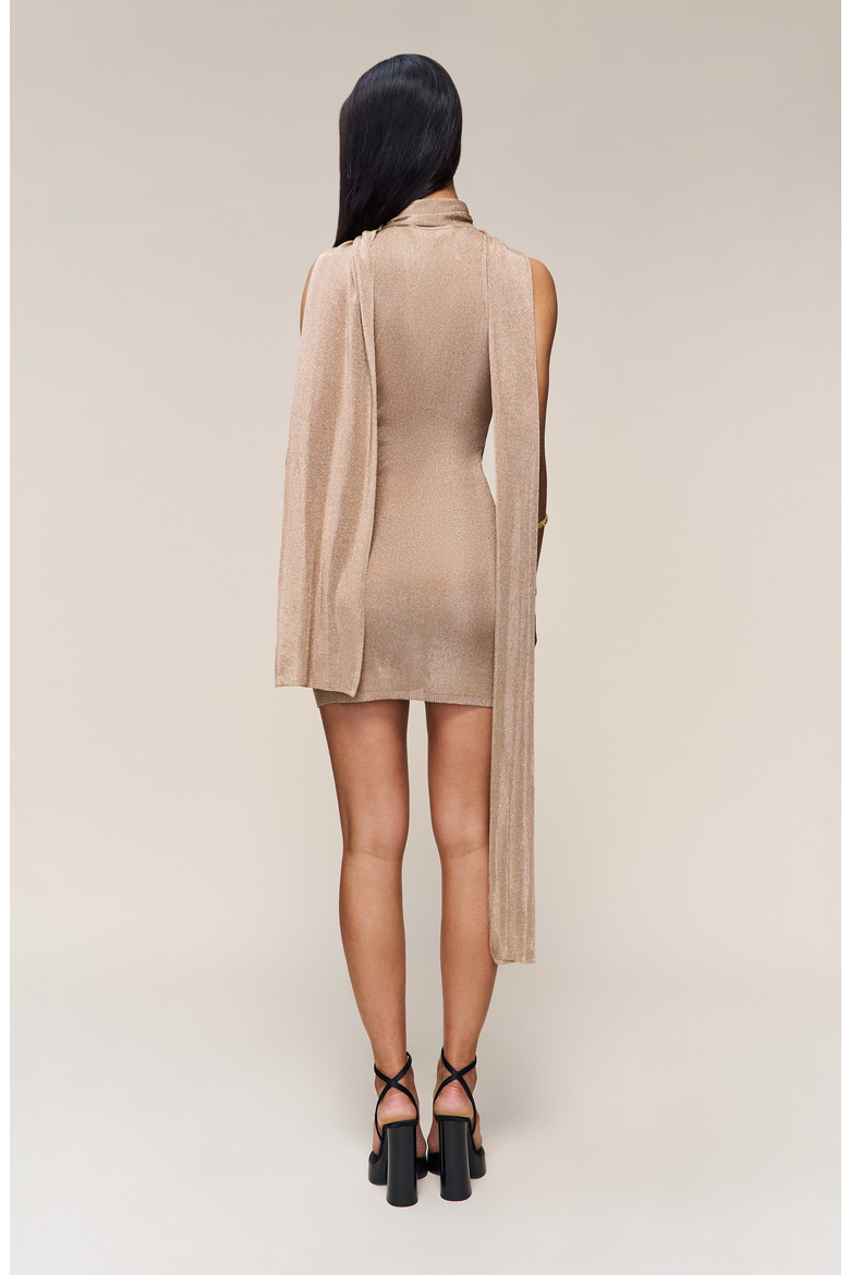 Serelina Scarf Dress, Alternate, color, Champagne