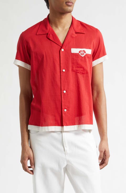 Heart Deco Cotton Voile Camp Shirt