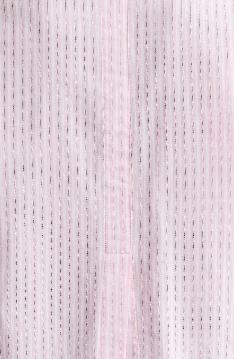 L'AGENCE Cosette Stripe High-Low Cotton Crop Button -Up Shirt, Alternate, color, Cameo Pink/ Ivory Stripe