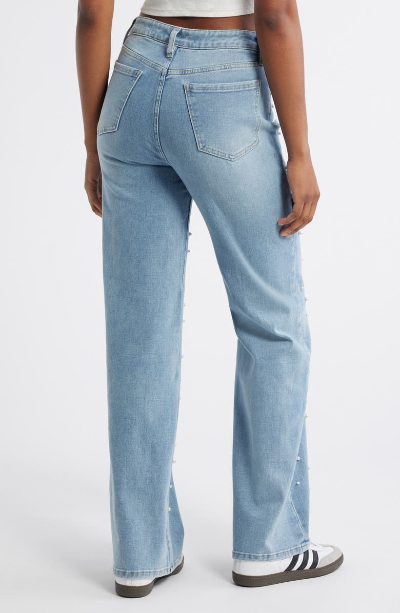 PTCL High Waist Faux Pearl Flare Leg Jeans, Alternate, color, 