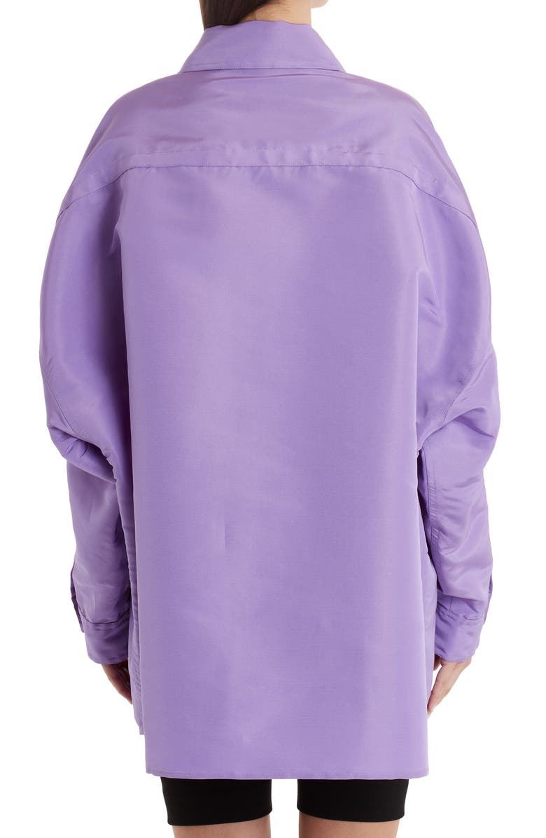 Valentino Oversize Silk Button-Up Top, Alternate, color,
