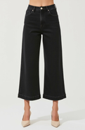 Modenaire High Waist Wide-Leg Cropped Jeans with Clean Hem