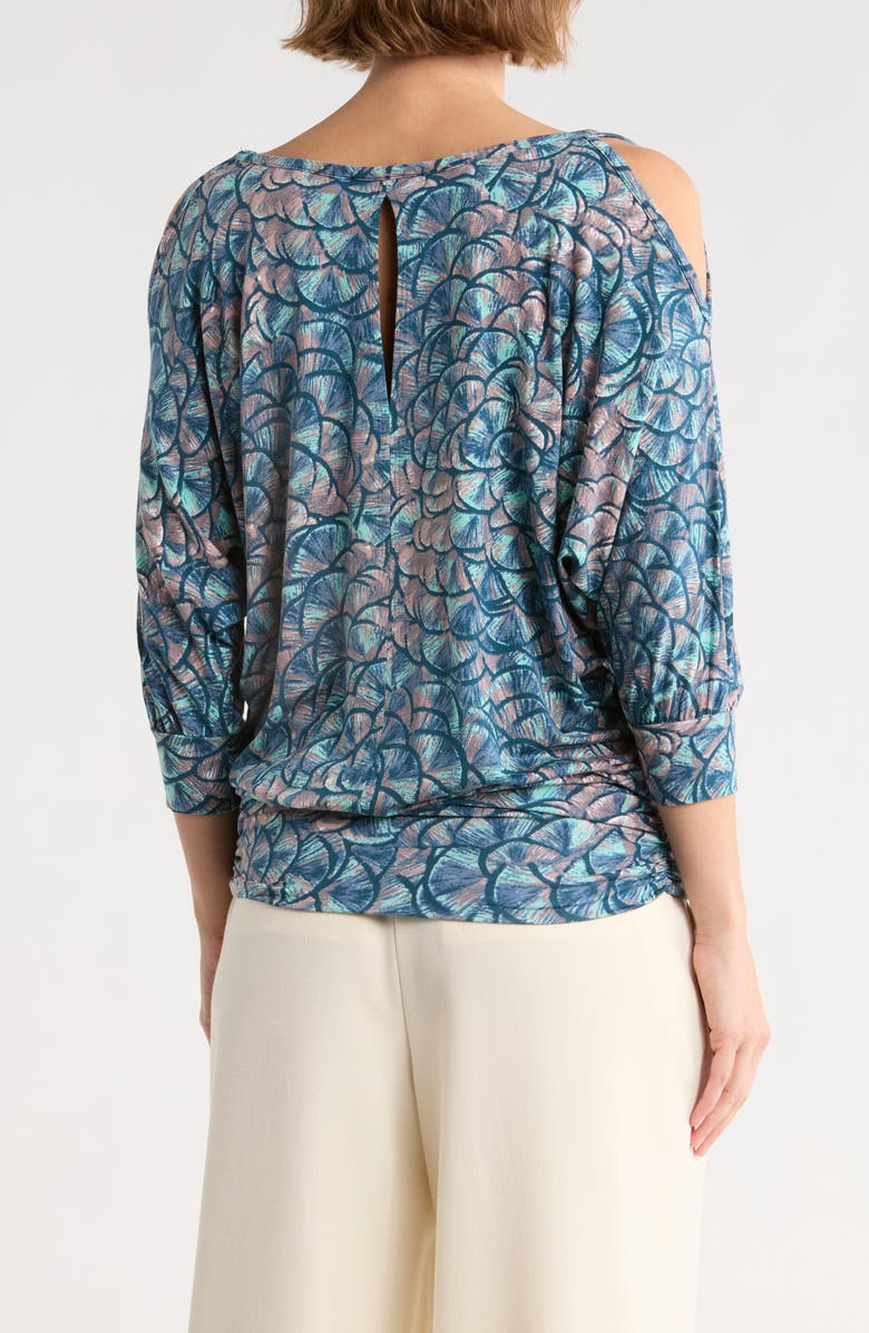 Tart Bette Scrunch Top, Alternate, color, Peacock Feather Print