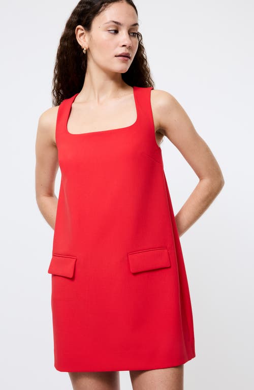 French Connection Whisper Square Neck Mini Dress In Red