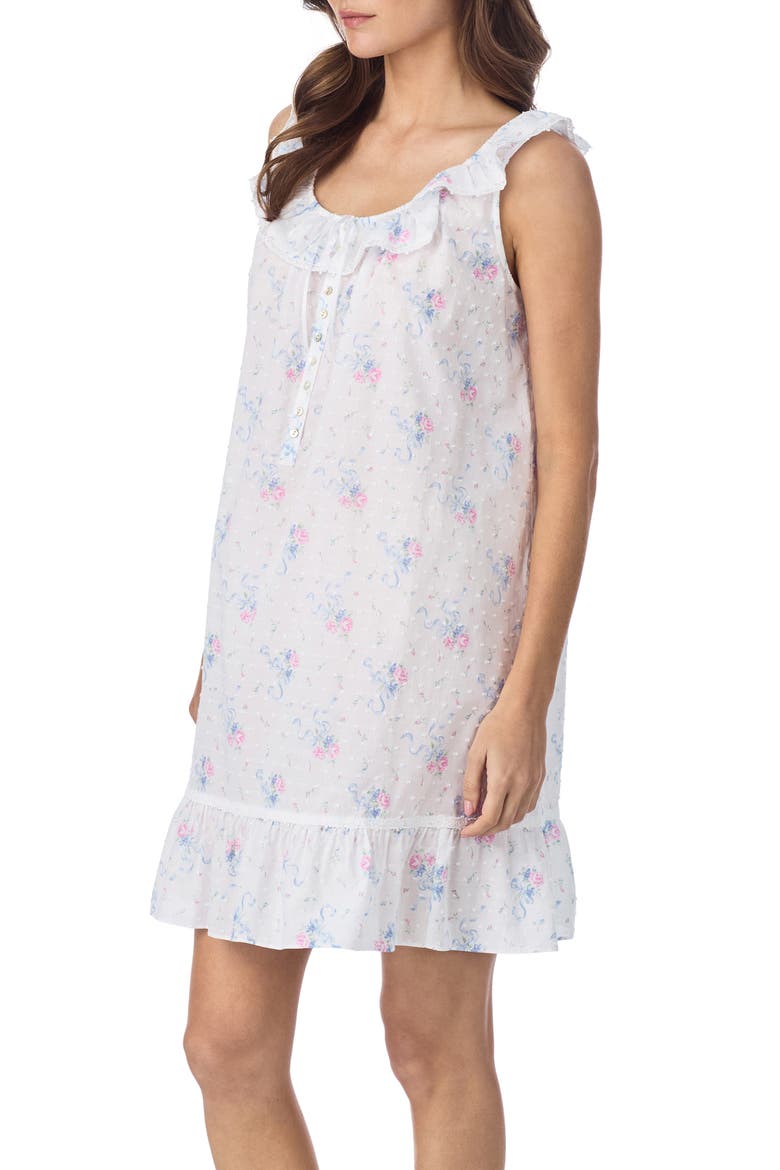 Swiss Dot Cotton Chemise Nightgown, Alternate, color, PINK BOUQUET
