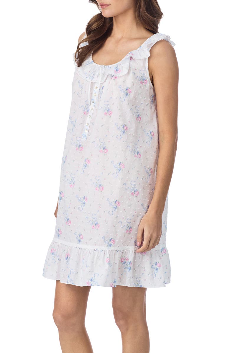 Eileen West Swiss Dot Cotton Chemise Nightgown, Alternate, color, 