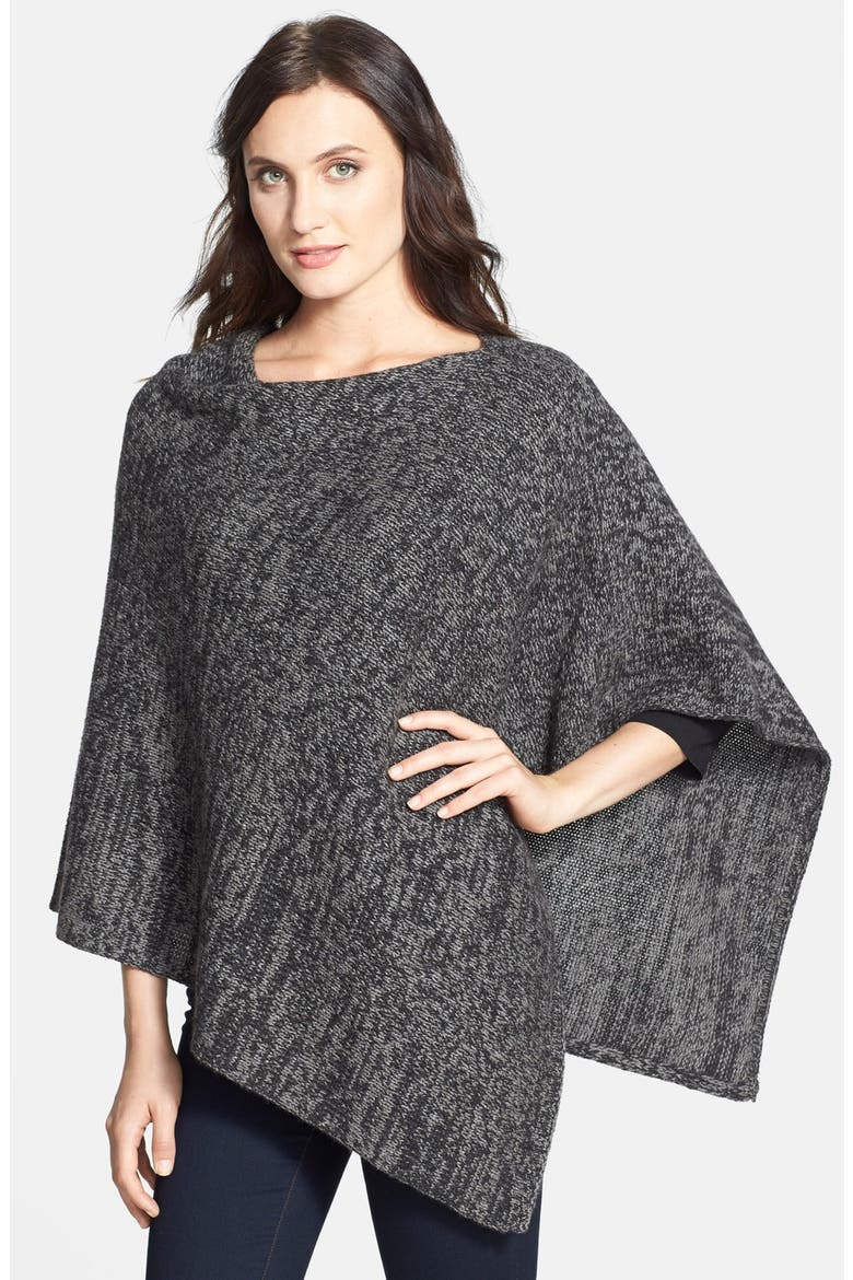 Asymmetrical Yak & Merino Twist Poncho, Main, color, CHARCOAL/ ASH