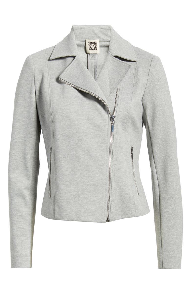 Anne Klein Moto Zip Ponte Jacket, Alternate, color, Antique Sb Crshatch