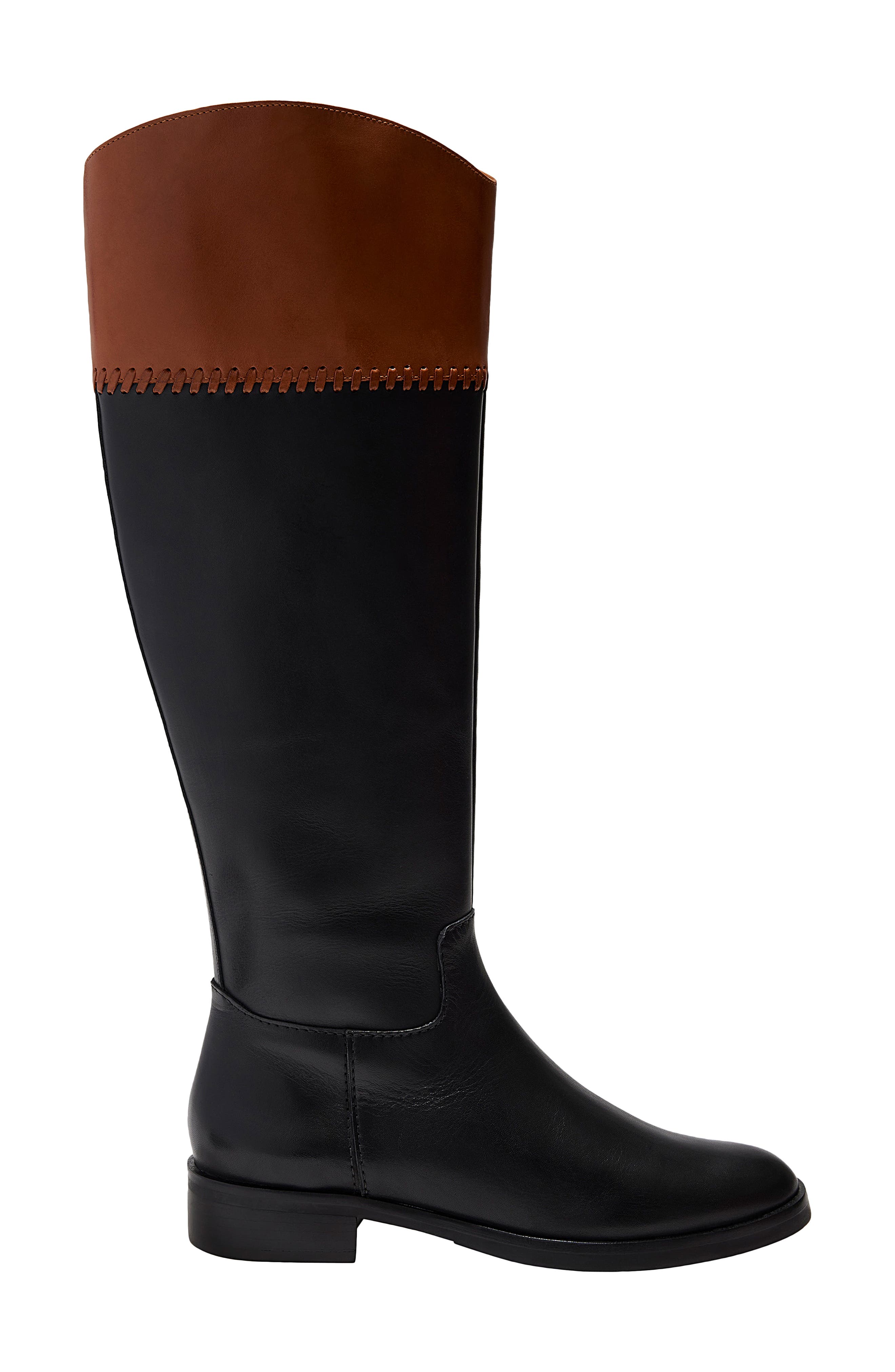 Adaline Knee High Riding Boot, Alternate, color, BLACK/ BROWN