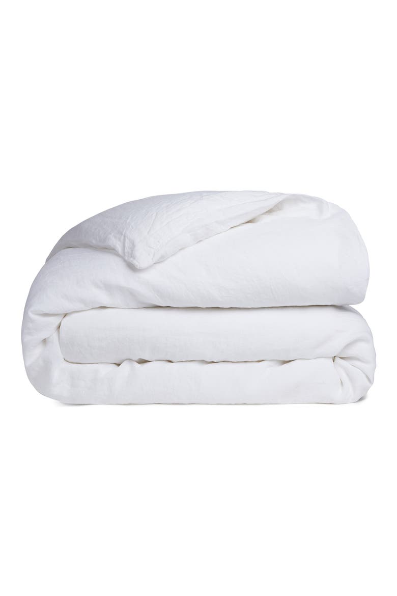Linen Duvet Cover, Main, color, WHITE