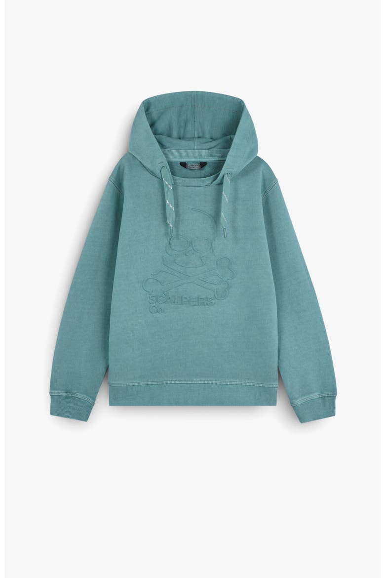 Skullembossedhoodie Girls, Main, color, Duck
