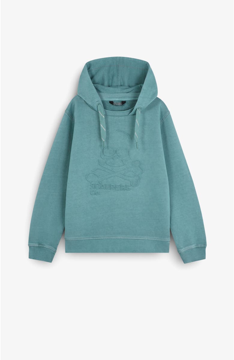 Scalpers Skullembossedhoodie Girls, Main, color, Duck