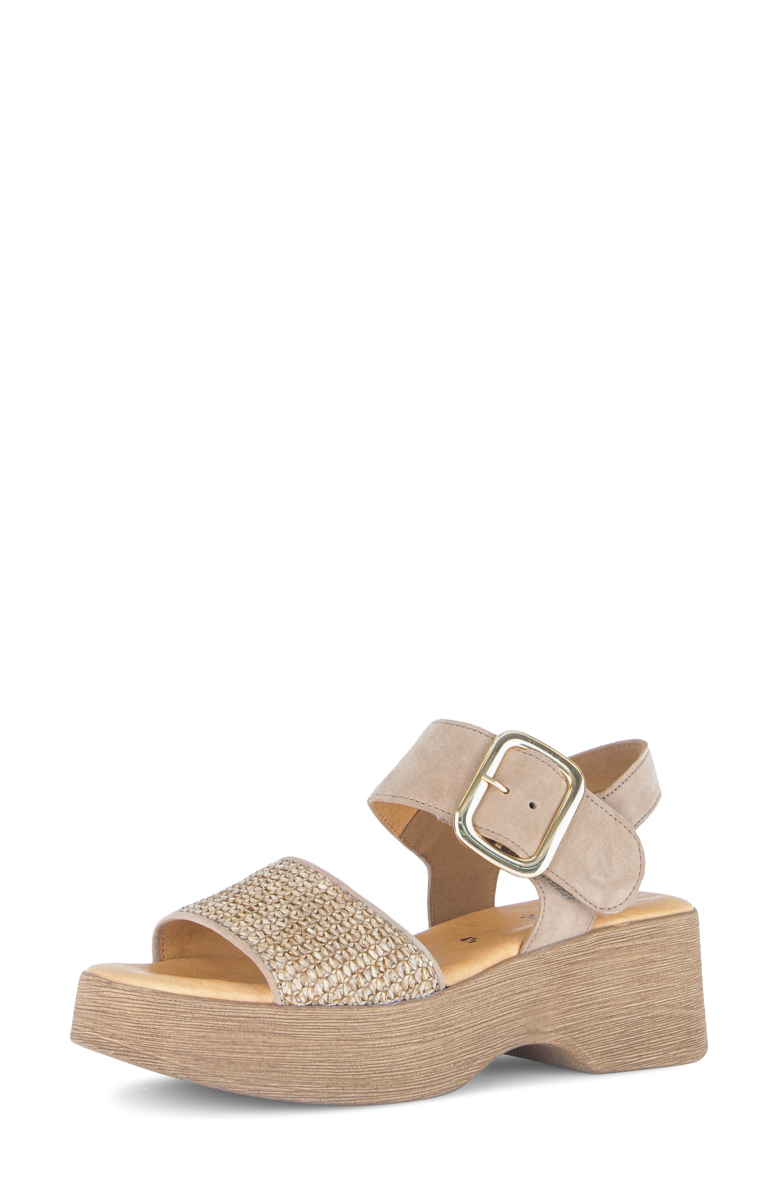 Gabor Ankle Strap Platform Sandal, Main, color, Sand