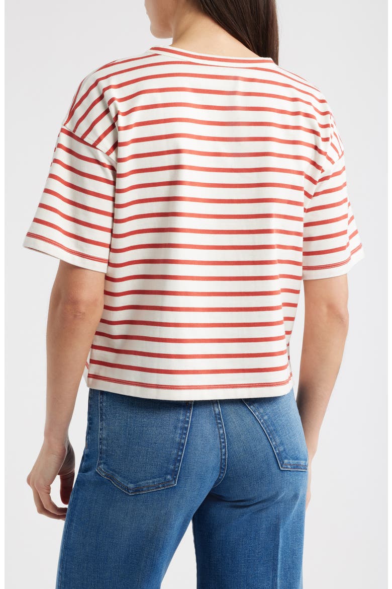 Everyday Boxy Cotton Crop T-Shirt, Alternate, color, RED STRIPE