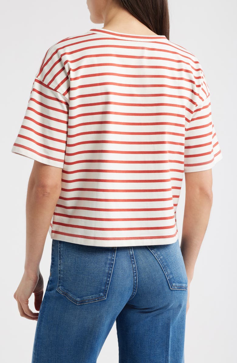 Madewell Everyday Boxy Cotton Crop T-Shirt, Alternate, color, Red Stripe