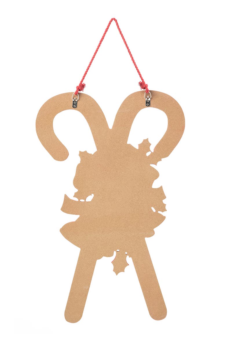 20"H Wooden Christmas Candy Cane Wall Decor, Alternate, color, Red