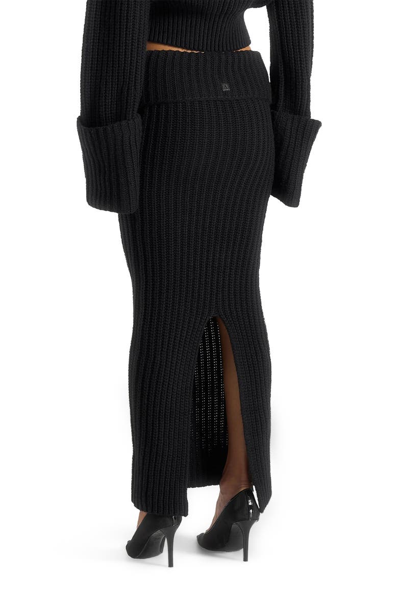 Lyra Knit Maxi Skirt with Foldover, Alternate, color, Black