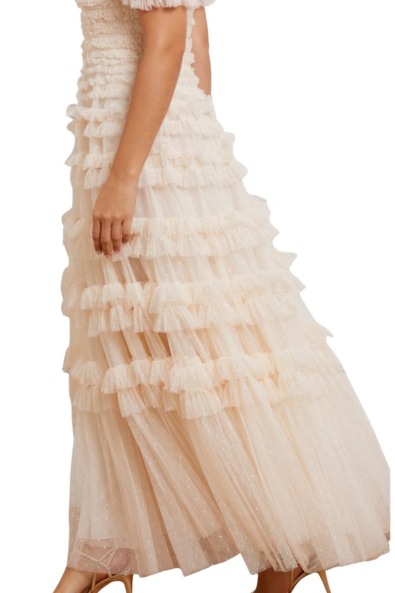 Lisette Ruffle Off Shoulder Gown, Alternate, color, Champagne