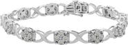 Haus of Brilliance Silver Rose-Cut Diamond Love Locks Link Bracelet