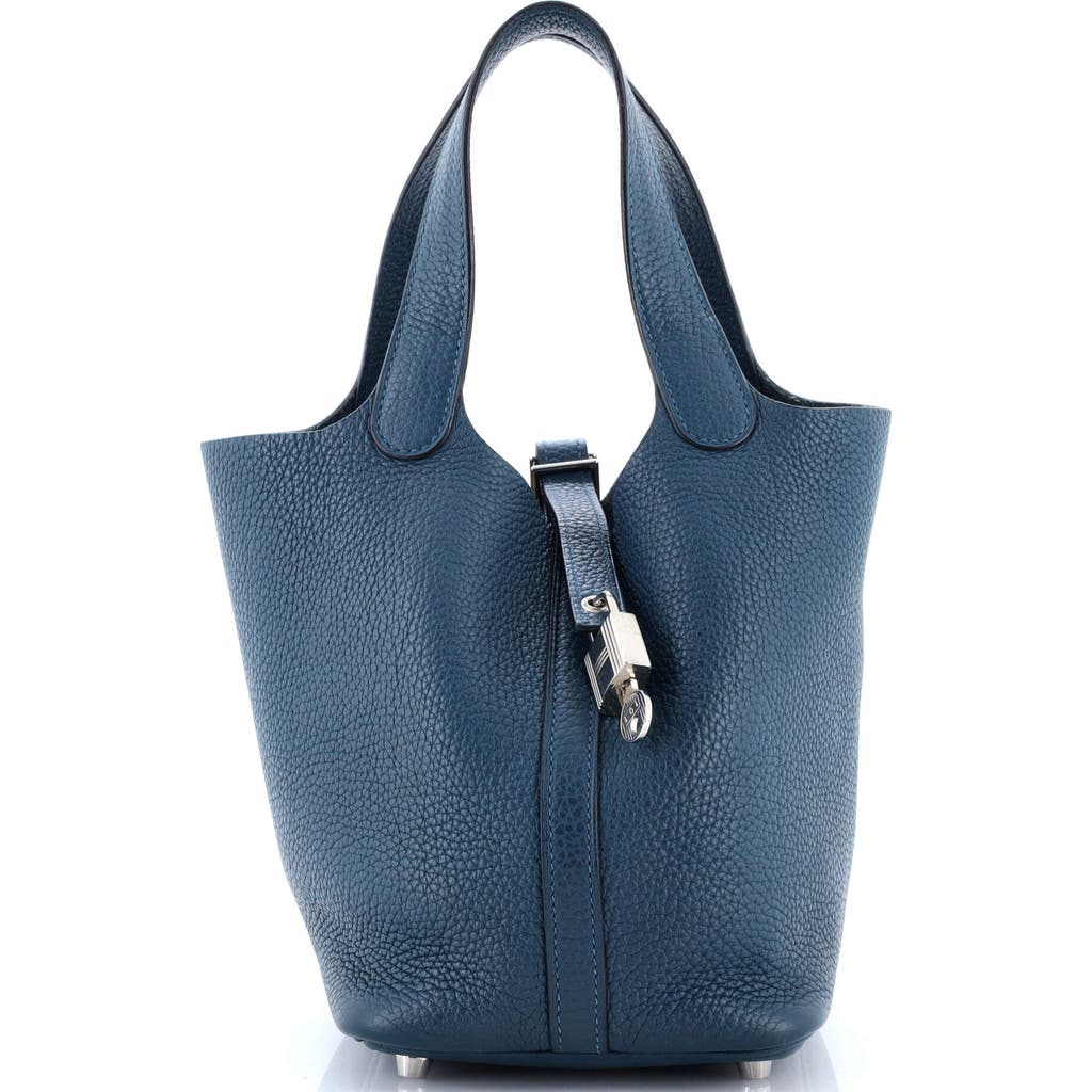 Pre-owned Hermes Hermes Picotin Lock Bag Clemence Pm In Blue