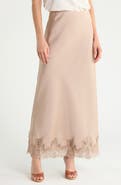 Renee C Lace Hem Satin Maxi Skirt