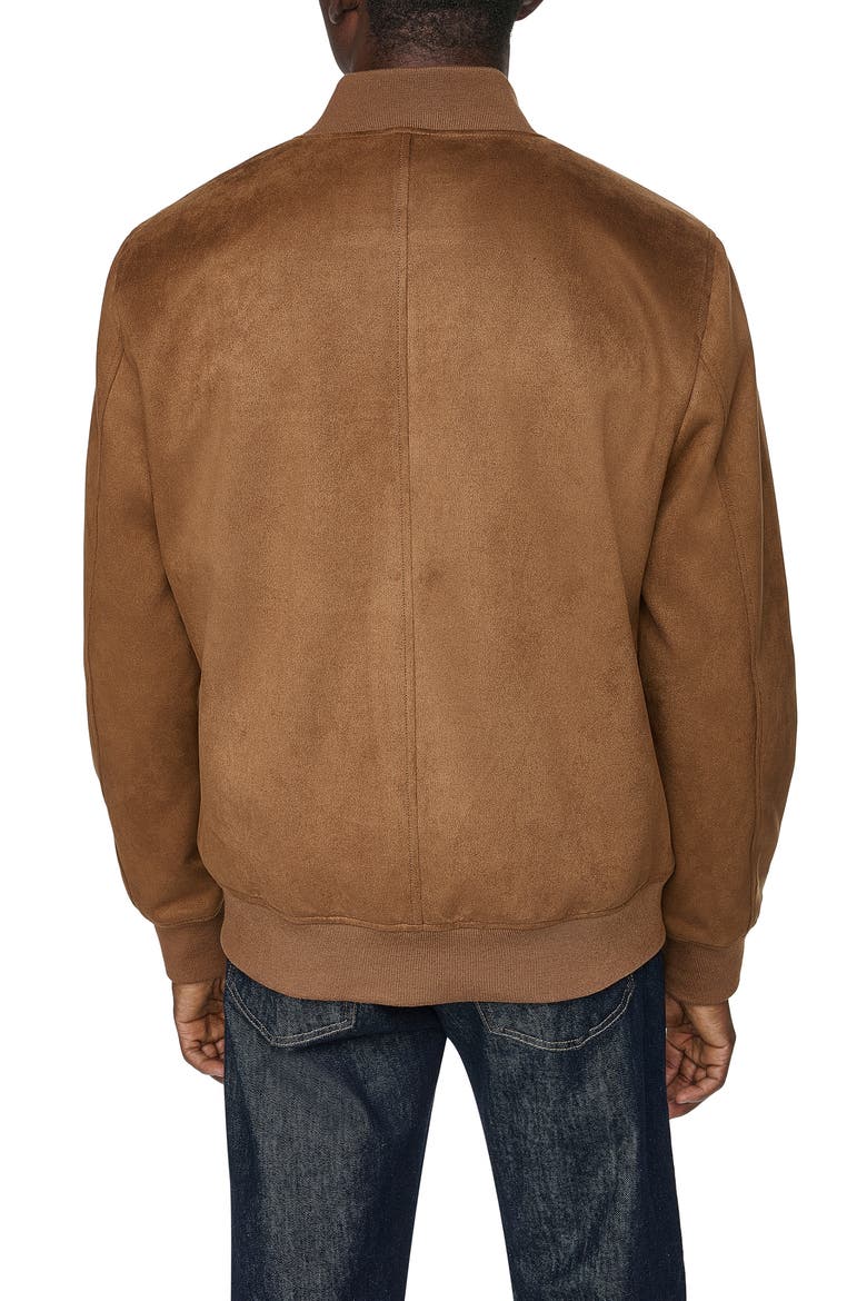 Faux Suede Bomber Jacket, Alternate, color, COGNAC