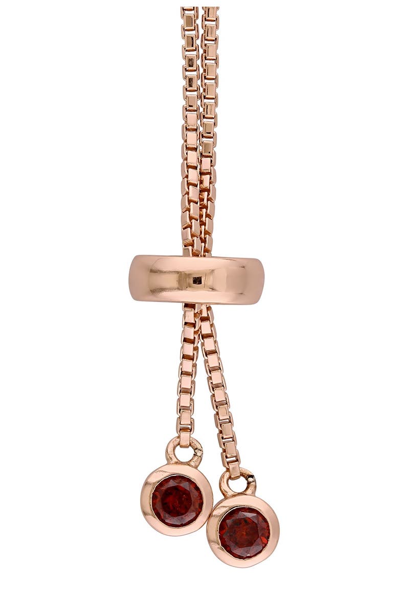 DELMAR Pink Plated Sterling Silver Garnet Adjustable Tassel Bracelet, Alternate, color,