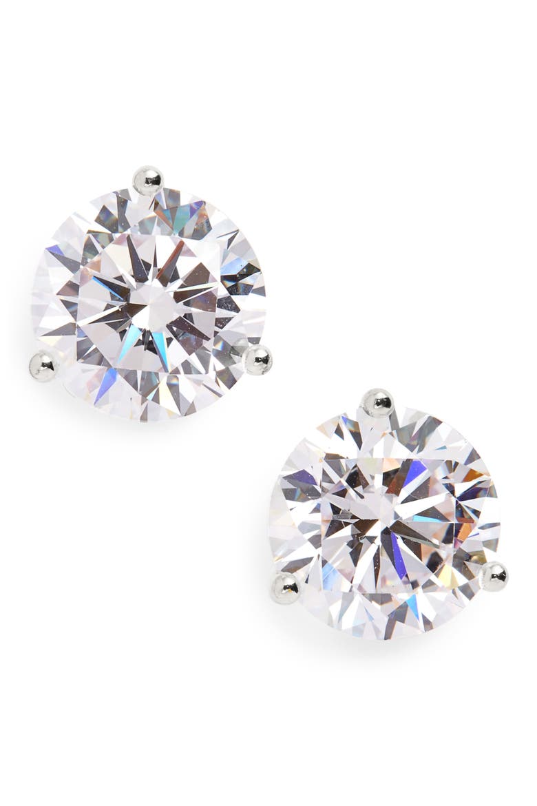 Gift Boxed Cubic Zirconia Earrings - 6ct., Main, color, PLATINUM