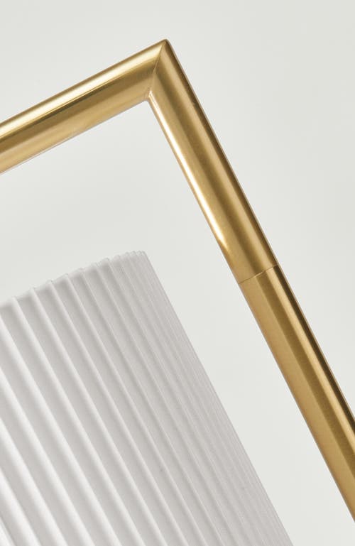 Brightech Montage Modern 60' Led Smart Home Compatible Floor Lamp With Pleated Lamp Shade In Antique Brass