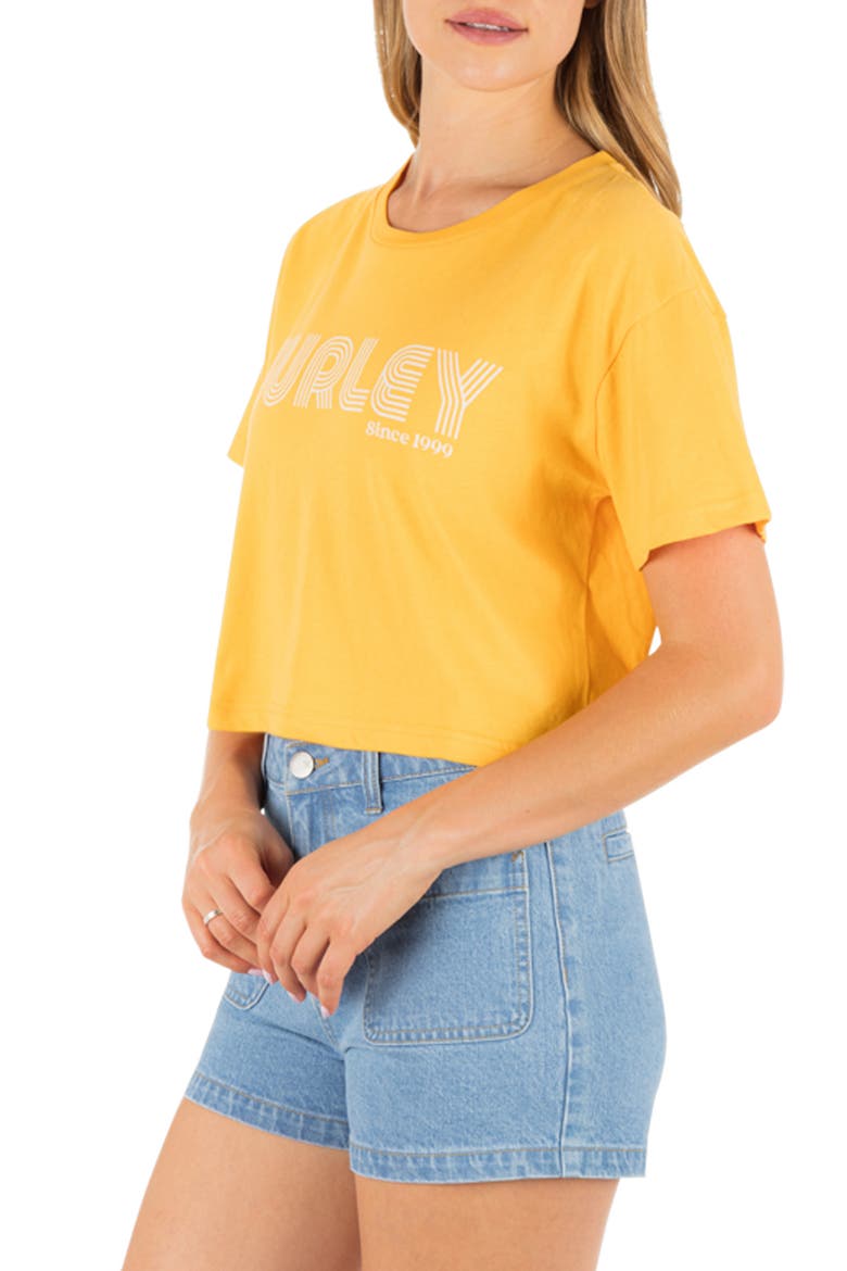 Rollers Boxy Crop Cotton Graphic T-Shirt, Alternate, color, MARIGOLD