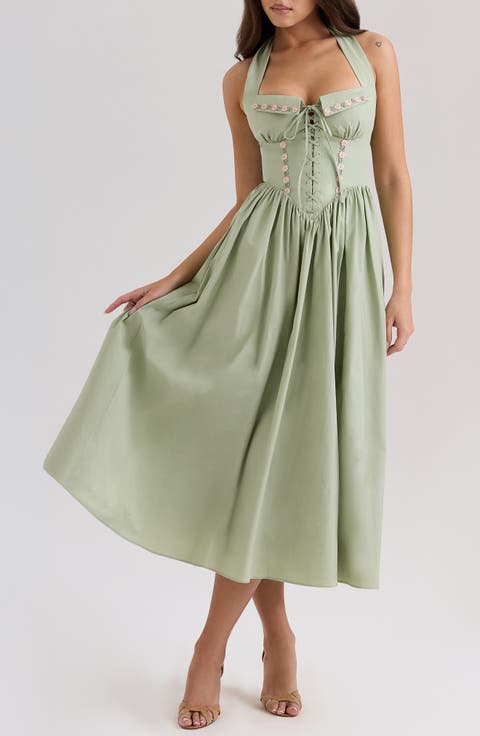 Emilia Corset Halter Midi Dress