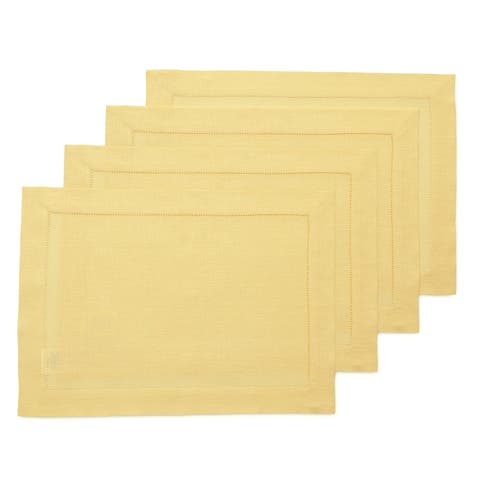 Linen Placemats Set of 4, 14 x 19" - Classic Hemstitch