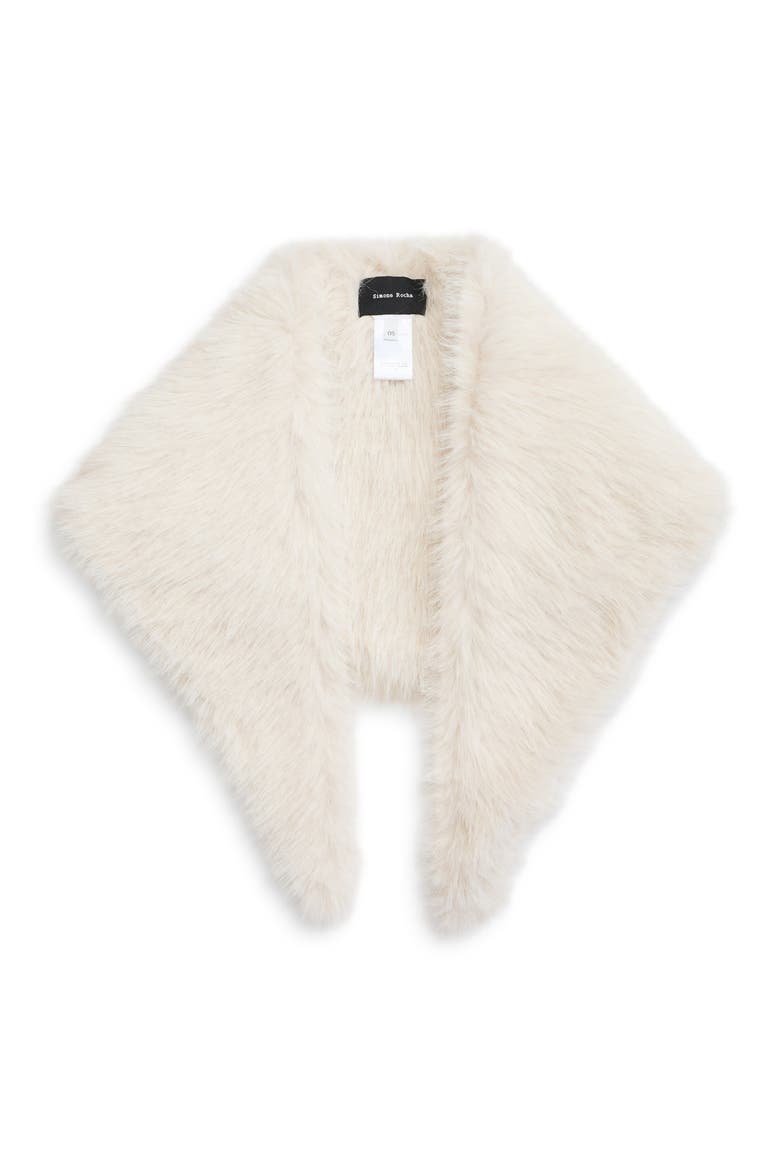 Crystal Embellished Faux Fur Neckerchief, Main, color, BLONDE/ PEARL/ CLEAR