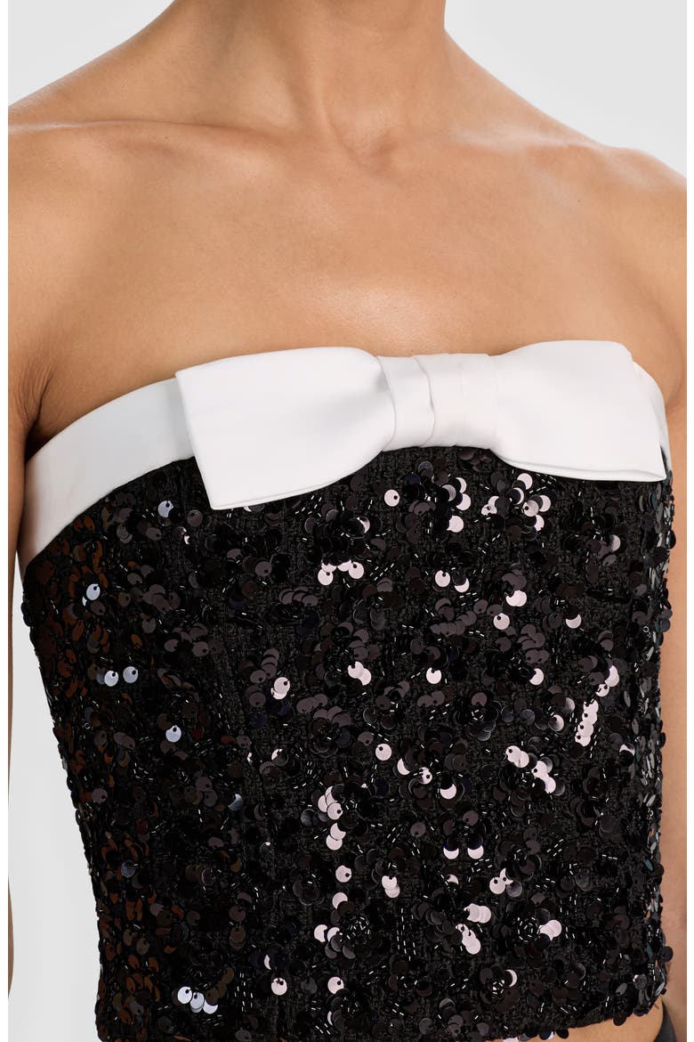 Katya Sequin Strapless Top, Alternate, color, BLACK/ OFF WHITE