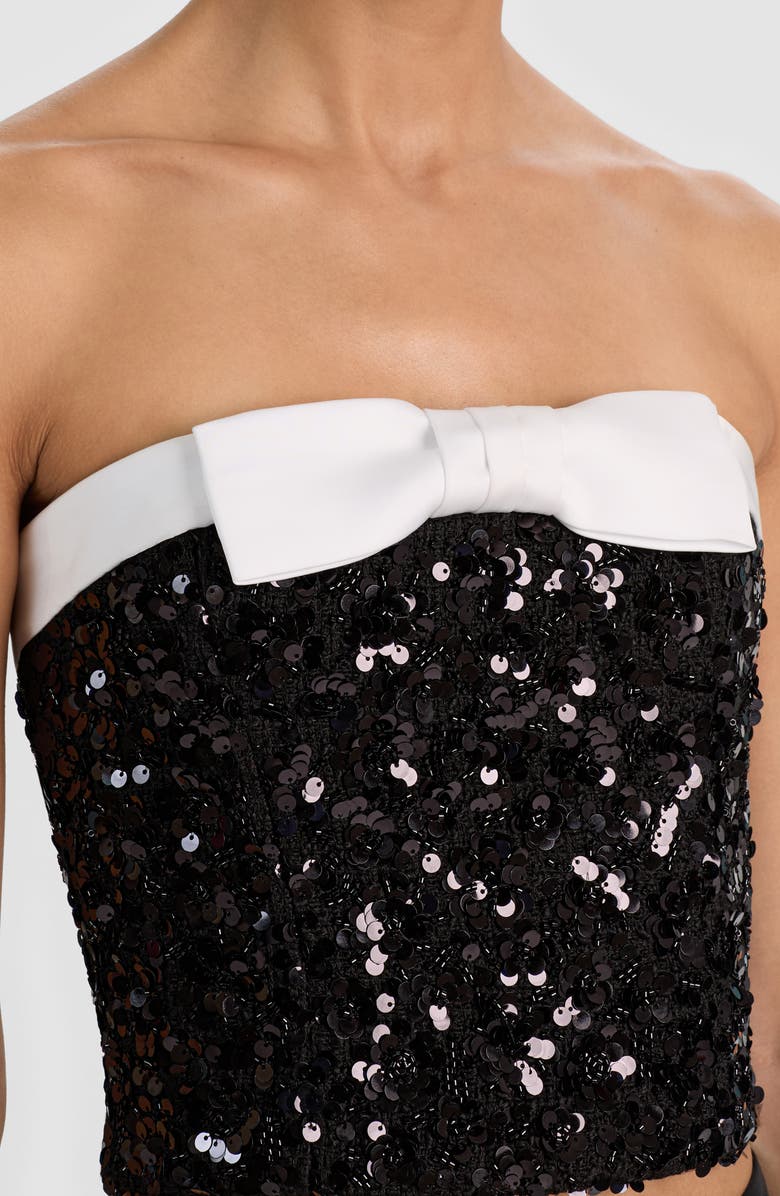Alice + Olivia Katya Sequin Strapless Top, Alternate, color, Black/ Off White