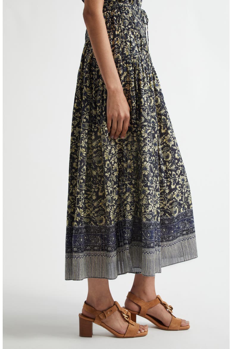 Avia Drawstring Waist Cotton Blend Maxi Skirt, Alternate, color, RAVEN