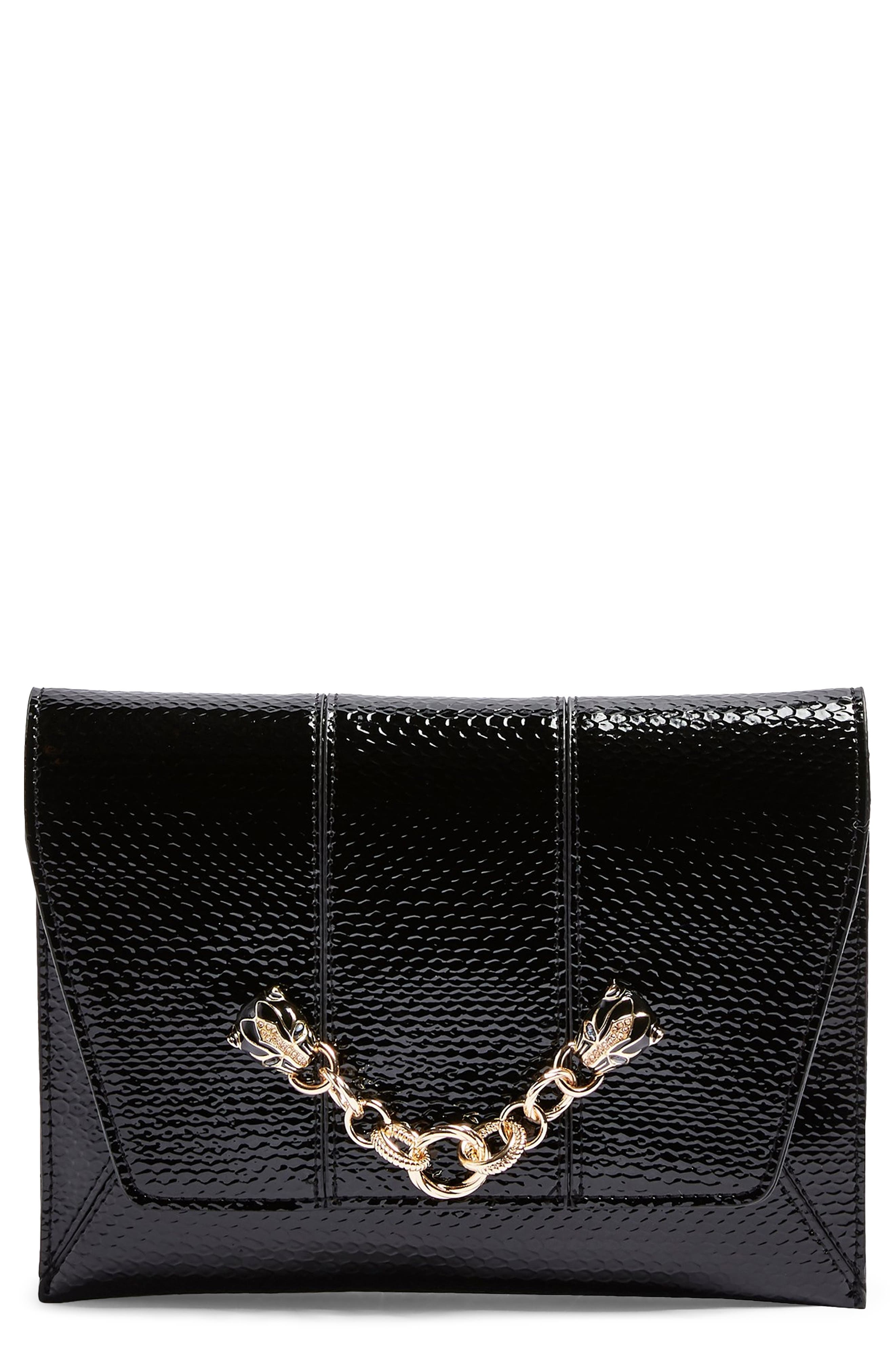 Topshop Panther Chain Clutch Crossbody Bag, Main, color, 