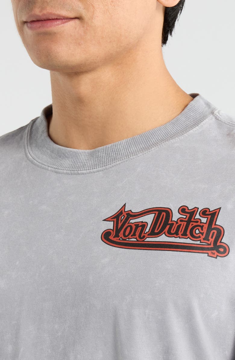 Von Dutch Logo Graphic T-Shirt, Alternate, color, Grey Mineral Wash