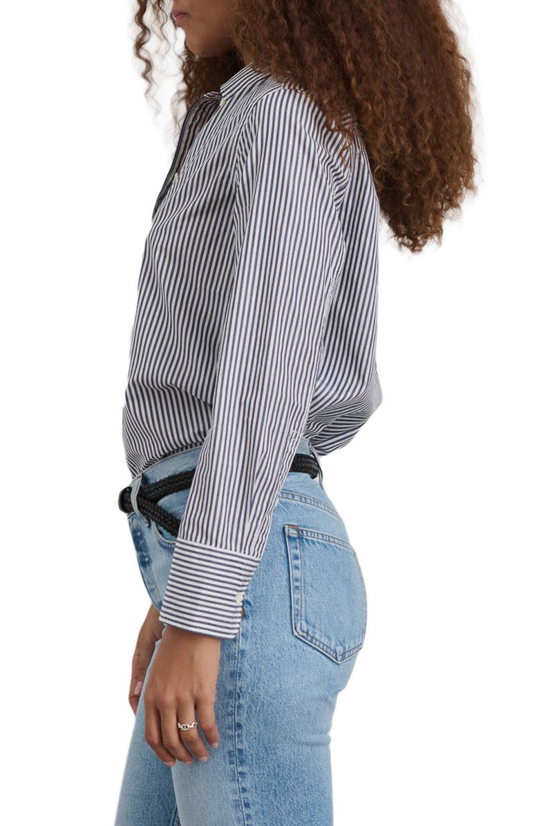 Alex Mill Val Stripe Poplin Button-Up Shirt, Alternate, color, Navy/ White