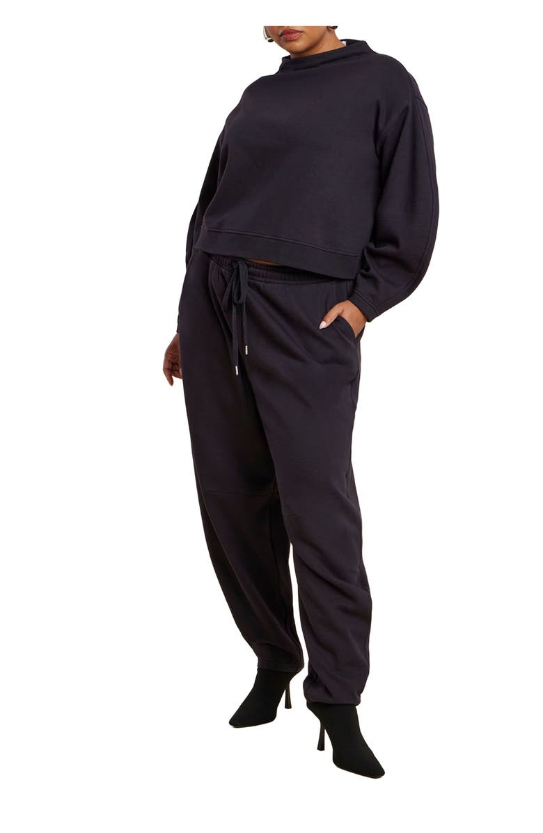 ELOQUII Elements Barrel Leg Sweatpant, Main, color, Black Onyx