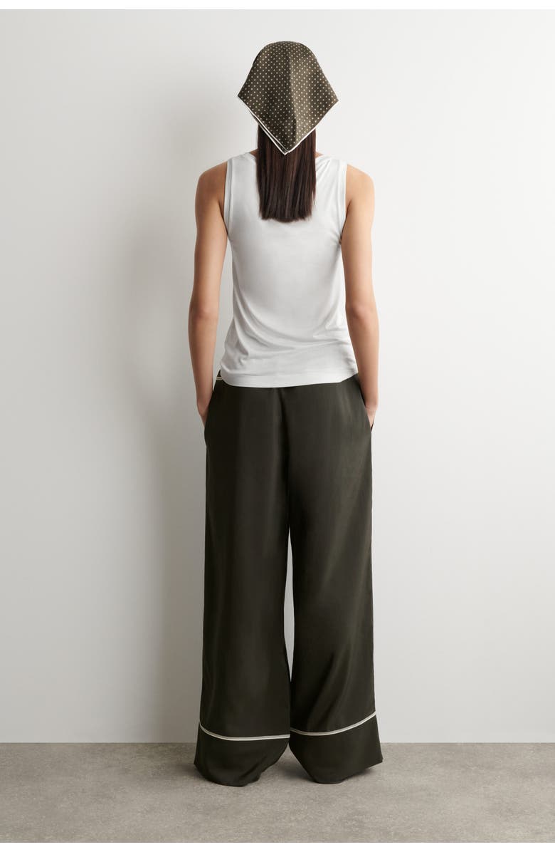 COS Contrast-piped Straight-leg Trousers, Alternate, color, Dark Green